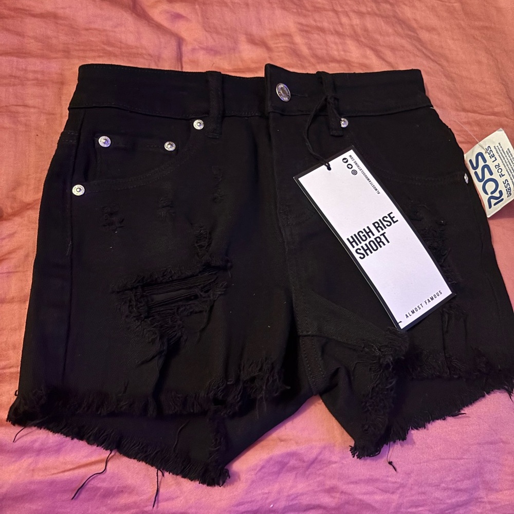 Almost Famous Black High Waist Distressed Shorts